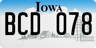 IA license plate BCD078