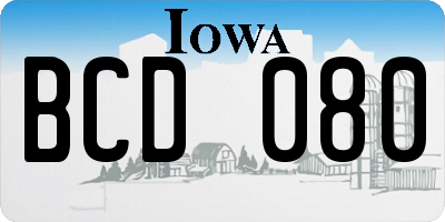 IA license plate BCD080