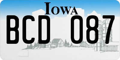IA license plate BCD087