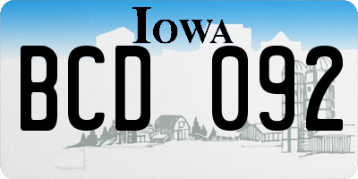 IA license plate BCD092