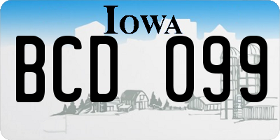 IA license plate BCD099