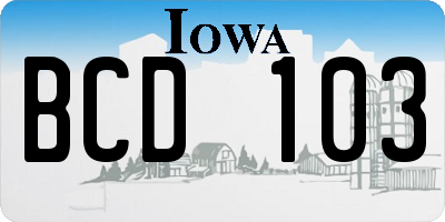 IA license plate BCD103