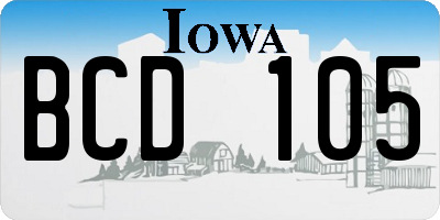 IA license plate BCD105