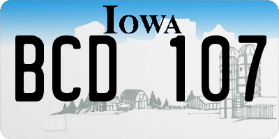 IA license plate BCD107