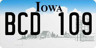 IA license plate BCD109