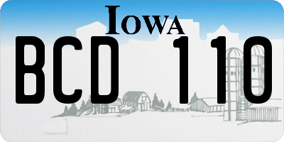 IA license plate BCD110