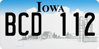 IA license plate BCD112