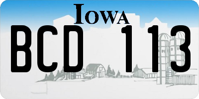 IA license plate BCD113