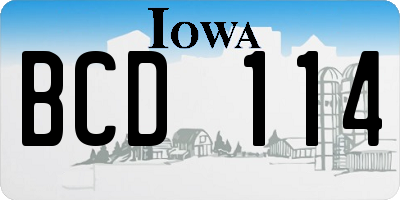 IA license plate BCD114