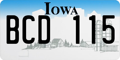 IA license plate BCD115
