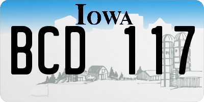 IA license plate BCD117