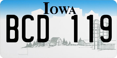 IA license plate BCD119