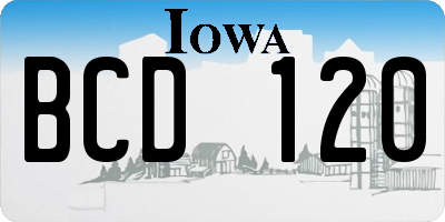 IA license plate BCD120