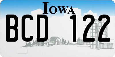 IA license plate BCD122