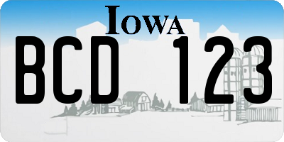 IA license plate BCD123