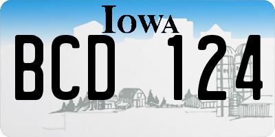 IA license plate BCD124