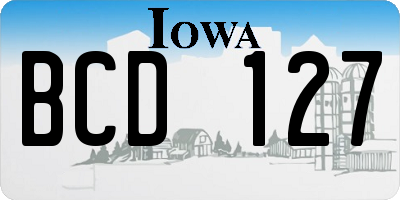 IA license plate BCD127