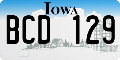 IA license plate BCD129