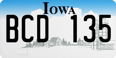 IA license plate BCD135