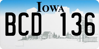 IA license plate BCD136