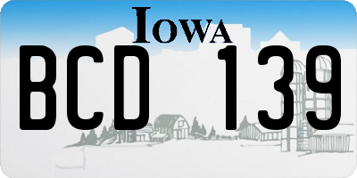 IA license plate BCD139