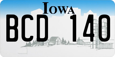 IA license plate BCD140