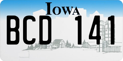IA license plate BCD141