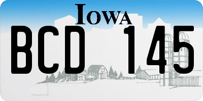 IA license plate BCD145