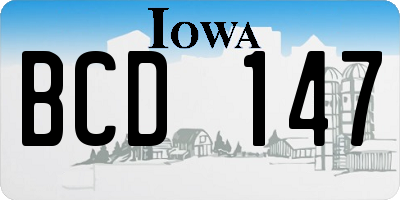 IA license plate BCD147