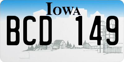 IA license plate BCD149