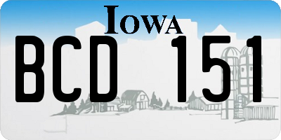 IA license plate BCD151