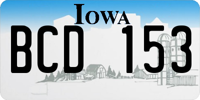 IA license plate BCD153