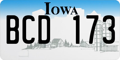 IA license plate BCD173