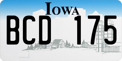 IA license plate BCD175