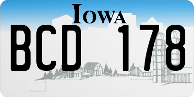 IA license plate BCD178