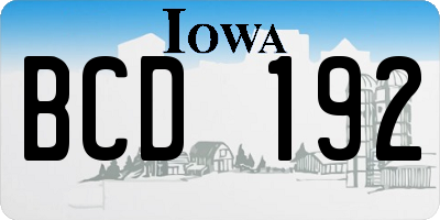 IA license plate BCD192