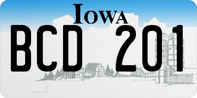 IA license plate BCD201