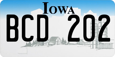 IA license plate BCD202