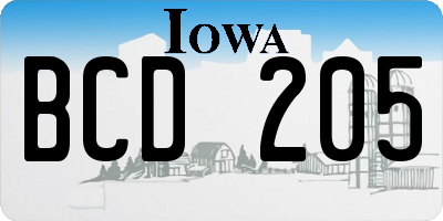 IA license plate BCD205