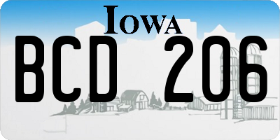 IA license plate BCD206