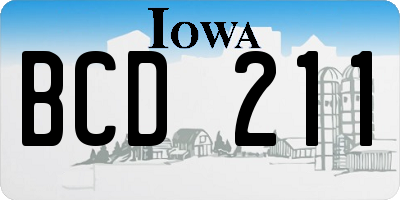 IA license plate BCD211