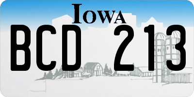 IA license plate BCD213