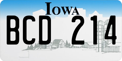 IA license plate BCD214
