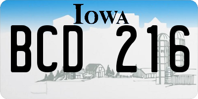 IA license plate BCD216