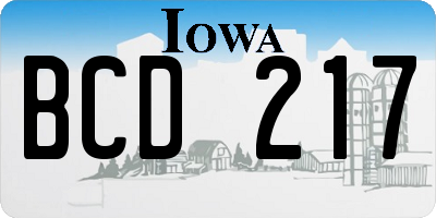 IA license plate BCD217
