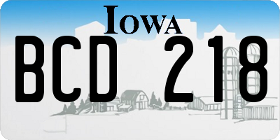 IA license plate BCD218