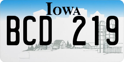 IA license plate BCD219
