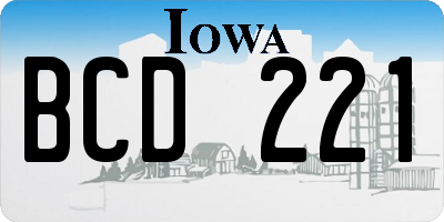 IA license plate BCD221