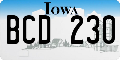 IA license plate BCD230