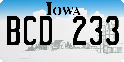 IA license plate BCD233